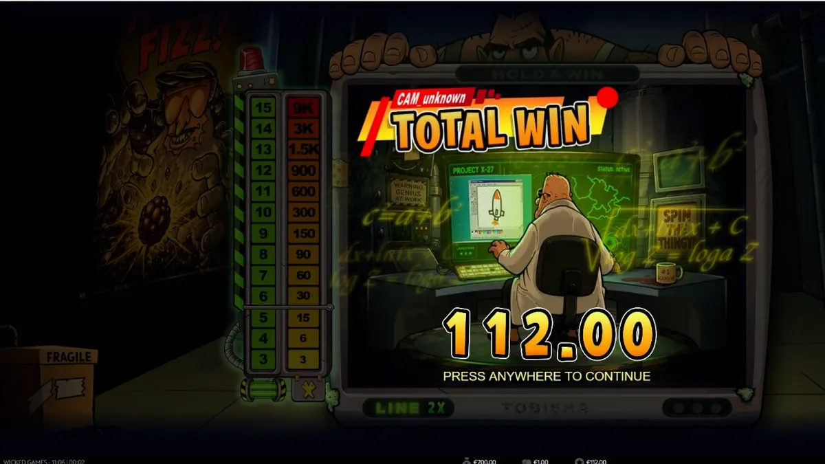 Tampilan visual slot Enriched dengan tema nuklir retro